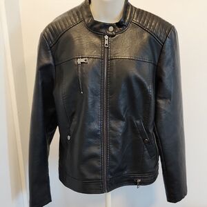 Women's Black Faux Leather Jacket NWOT XL